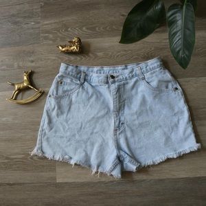 Light wash denim mom shorts
